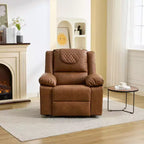 Fauteuil inclinable de massage surdimensionné pour adultes, canapé individuel chauffant en cuir PU avec vibrations et chaleur, poche latérale, canapé inclinable (marron)