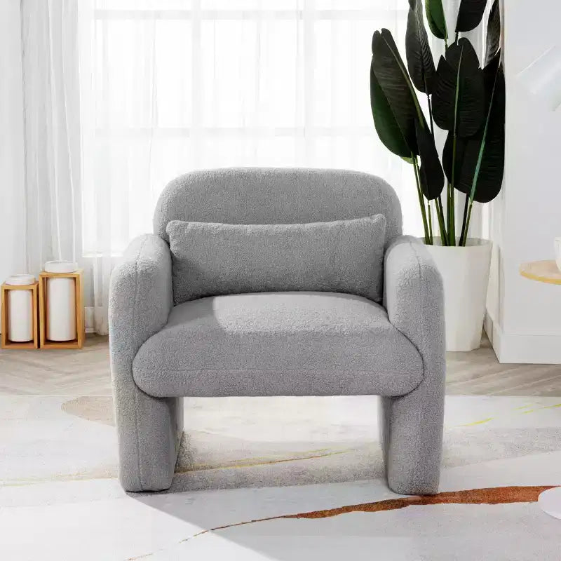 TUYOHW Fauteuil simple en polaire teddy, fauteuil de salon avec accoudoir, oreiller, capacité de 158 kg, fauteuil d'appoint pour salon, chambre, bureau