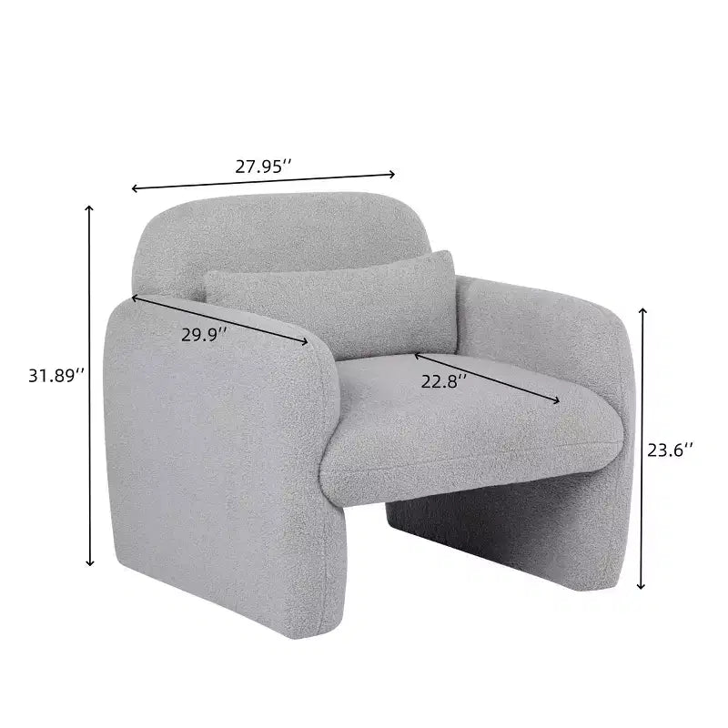 TUYOHW Fauteuil simple en polaire teddy, fauteuil de salon avec accoudoir, oreiller, capacité de 158 kg, fauteuil d'appoint pour salon, chambre, bureau