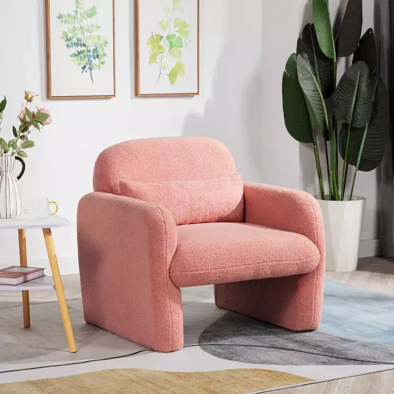 TUYOHW Fauteuil simple en polaire teddy, fauteuil de salon avec accoudoir, oreiller, capacité de 158 kg, fauteuil d'appoint pour salon, chambre, bureau