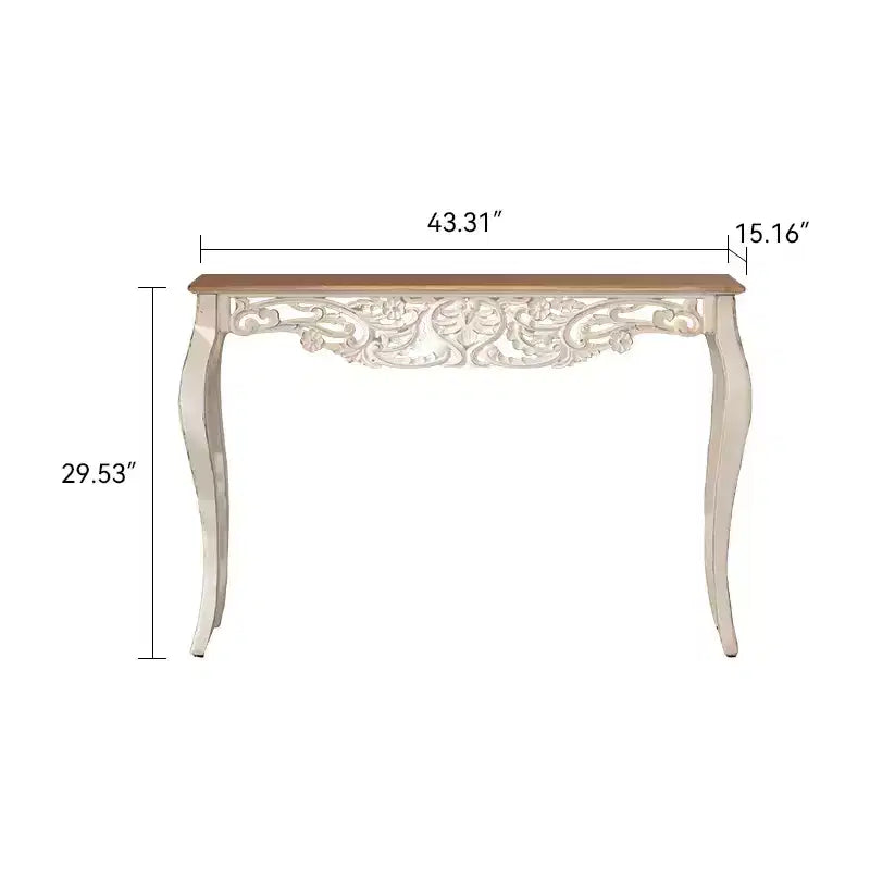 Console table antique blanche effet vieilli Table d'entrée vintage Table d'appoint de canapé Table d'appoint de style rustique français avec pieds incurvés - ModernLuxe