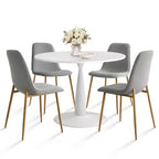Ensemble de salle à manger 5 pièces pour 4 personnes, table ronde avec 4 chaises rembourrées, pieds en chêne pour appartement, meubles d'intérieur - Panipeachy