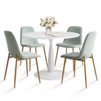 Ensemble de salle à manger 5 pièces pour 4 personnes, table ronde avec 4 chaises rembourrées, pieds en chêne pour appartement, meubles d'intérieur - Panipeachy