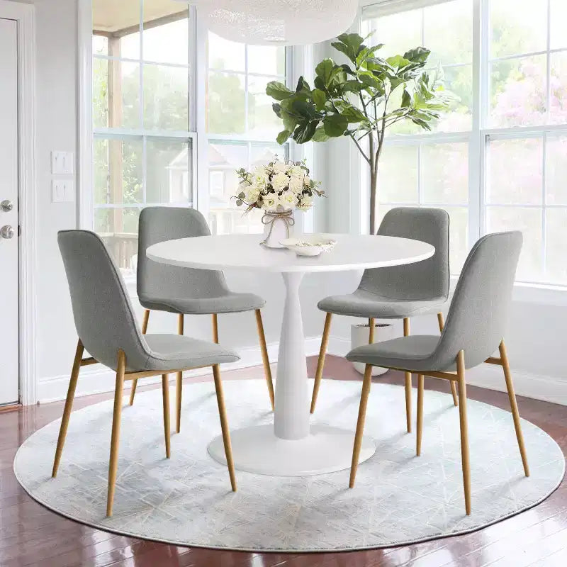 Ensemble de salle à manger 5 pièces pour 4 personnes, table ronde avec 4 chaises rembourrées, pieds en chêne pour appartement, meubles d'intérieur - Panipeachy