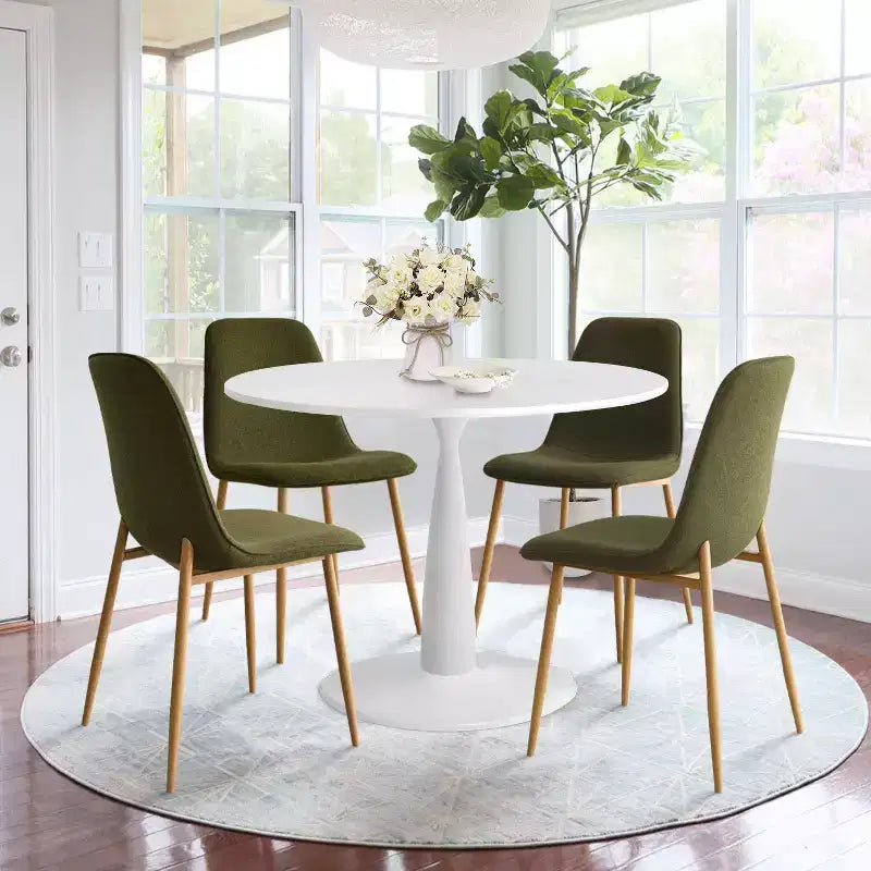 Ensemble de salle à manger 5 pièces pour 4 personnes, table ronde avec 4 chaises rembourrées, pieds en chêne pour appartement, meubles d'intérieur - Panipeachy
