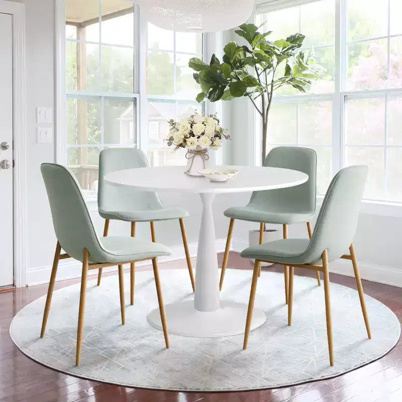 Ensemble de salle à manger 5 pièces pour 4 personnes, table ronde avec 4 chaises rembourrées, pieds en chêne pour appartement, meubles d'intérieur - Panipeachy