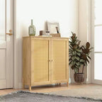 Buffet Moderne avec Portes et Étagères Réglables, Meuble de Cuisine Mid-Century, Meubles de Rangement à Portes en Rotin - Panipeachy