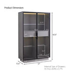 60,6 Armoire haute avec tiroirs et étagères en verre, unité de rangement moderne avec lumières LED pour salon - Panipeachy