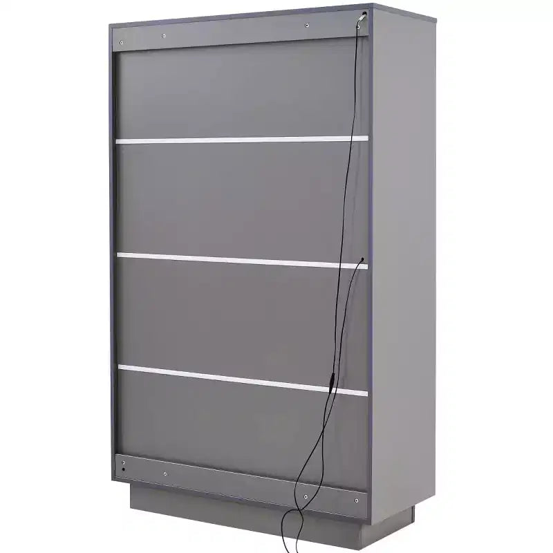 60,6 Armoire haute avec tiroirs et étagères en verre, unité de rangement moderne avec lumières LED pour salon - Panipeachy