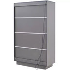 60,6 Armoire haute avec tiroirs et étagères en verre, unité de rangement moderne avec lumières LED pour salon - Panipeachy