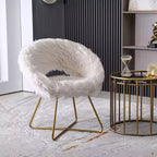 TUYOHW Fauteuil d'appoint en Fausse Fourrure, Fauteuil Baril Rembourré avec Piètement Luge Doré, Patins Anti-Rayures, Fauteuil Lounge Moderne pour Salon, Chambre