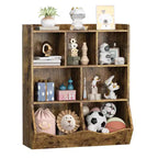 COZONY Lot de 2 étagères à Livres et Unités de Rangement de Jouets pour Enfants, Bibliothèque Autoportante en Bois à 3 Niveaux avec 7 Compartiments pour Chambre, Salle de Jeux, Crèche