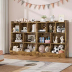 COZONY Lot de 2 étagères à Livres et Unités de Rangement de Jouets pour Enfants, Bibliothèque Autoportante en Bois à 3 Niveaux avec 7 Compartiments pour Chambre, Salle de Jeux, Crèche