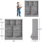 COZONY Lot de 2 étagères à Livres et Unités de Rangement de Jouets pour Enfants, Bibliothèque Autoportante en Bois à 3 Niveaux avec 7 Compartiments pour Chambre, Salle de Jeux, Crèche
