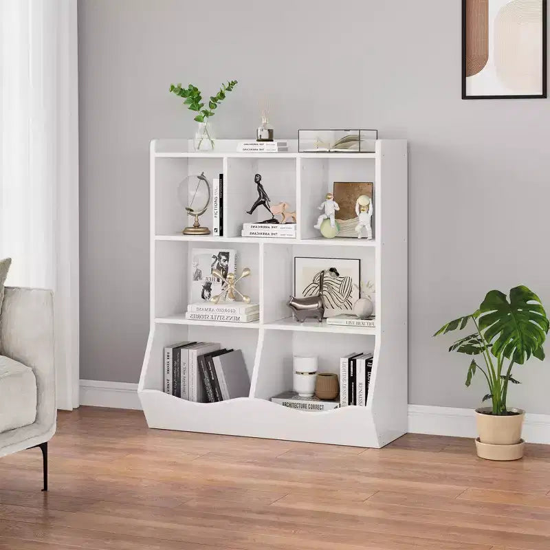 COZONY Lot de 2 étagères à Livres et Unités de Rangement de Jouets pour Enfants, Bibliothèque Autoportante en Bois à 3 Niveaux avec 7 Compartiments pour Chambre, Salle de Jeux, Crèche