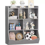 COZONY Set of 2 Kids Bookshelf and Toy Storage Unit, 3-Tier Wooden Freestanding Bookcase with 7 Compartments for Bedroom, Playroom, Nursery