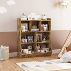 COZONY Lot de 2 étagères à Livres et Unités de Rangement de Jouets pour Enfants, Bibliothèque Autoportante en Bois à 3 Niveaux avec 7 Compartiments pour Chambre, Salle de Jeux, Crèche