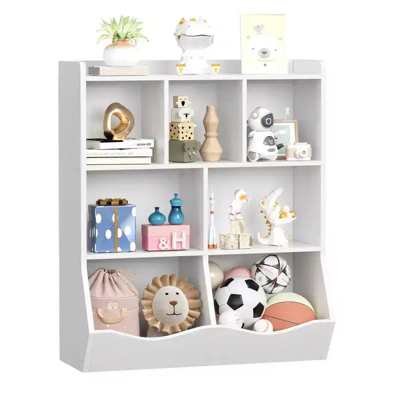 COZONY Lot de 2 étagères à Livres et Unités de Rangement de Jouets pour Enfants, Bibliothèque Autoportante en Bois à 3 Niveaux avec 7 Compartiments pour Chambre, Salle de Jeux, Crèche