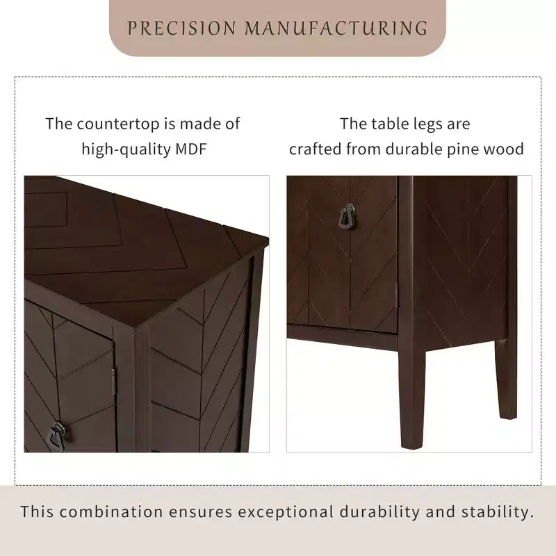 Armoire de Rangement d'Appoint Vintage avec Étagère Réglable, Table Console en Bois Massif, Table de Canapé