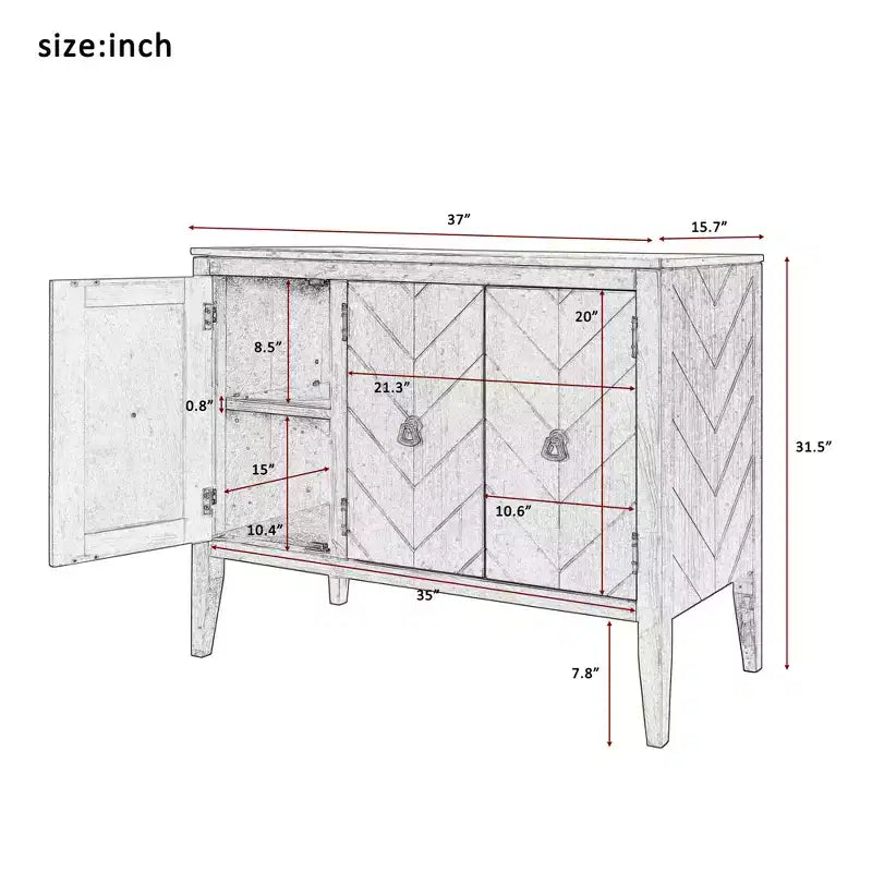 Armoire de Rangement d'Appoint Vintage avec Étagère Réglable, Table Console en Bois Massif, Table de Canapé