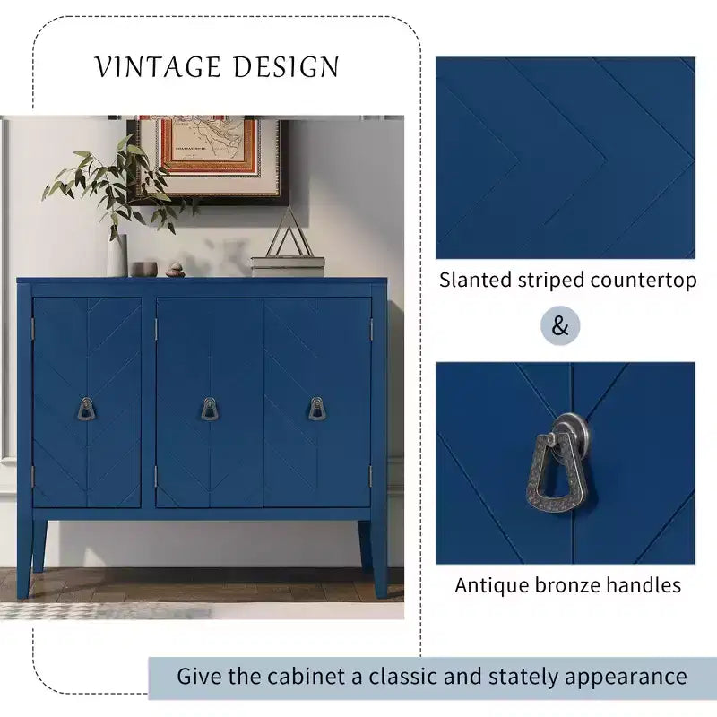 Armoire de Rangement d'Appoint Vintage avec Étagère Réglable, Table Console en Bois Massif, Table de Canapé