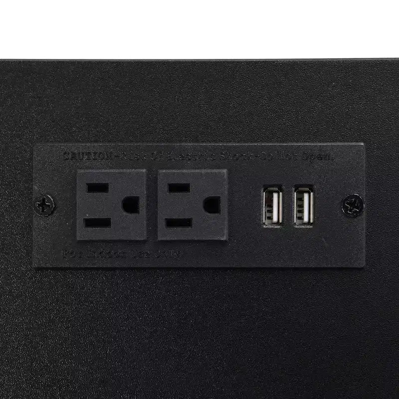 Lit double plateforme en métal Luxystar avec tête de lit capitonnée, 2 étagères de rangement, armoire de rangement en bois et ports de chargement USB