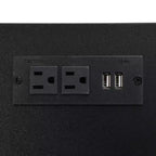 Lit double plateforme en métal Luxystar avec tête de lit capitonnée, 2 étagères de rangement, armoire de rangement en bois et ports de chargement USB