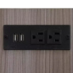 Lit double plateforme en métal Luxystar avec tête de lit capitonnée, 2 étagères de rangement, armoire de rangement en bois et ports de chargement USB
