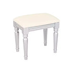 JVNOXK Coiffeuse moderne de luxe avec rangement à 4 tiroirs et tabouret, miroir rond, tringle de suspension réglable sur trois niveaux, argent