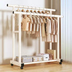 Portant à vêtements à double barre AEELLEEA robuste - Barres de suspension doubles et étagère de rangement inférieure pour l'organisation de la maison