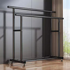 Portant à vêtements à double barre AEELLEEA robuste - Barres de suspension doubles et étagère de rangement inférieure pour l'organisation de la maison