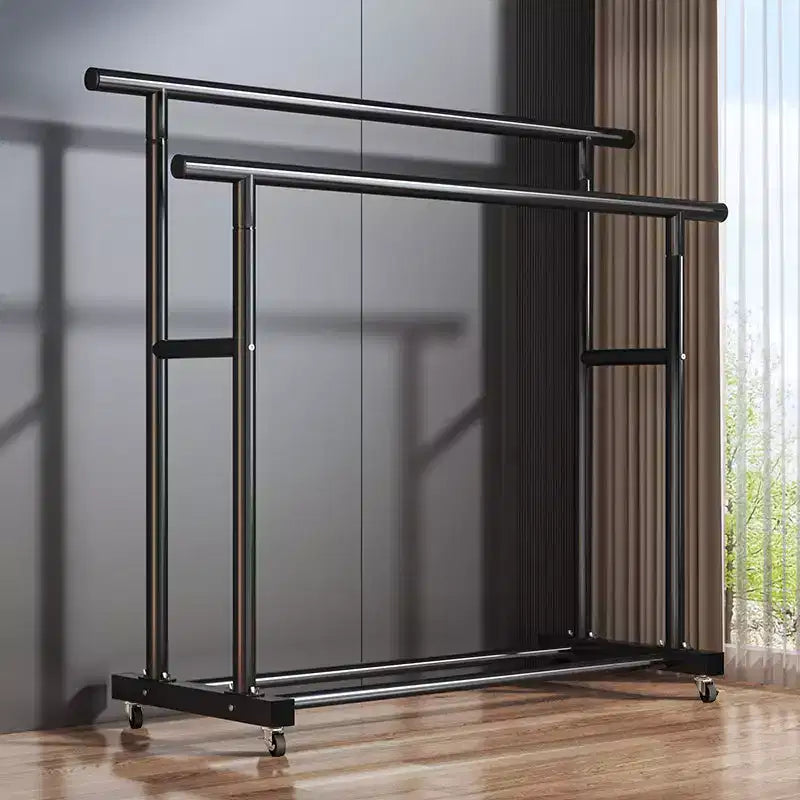 Portant à vêtements à double barre AEELLEEA robuste - Barres de suspension doubles et étagère de rangement inférieure pour l'organisation de la maison