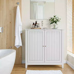 Armoire de rangement de salle de bain blanche 32", petit buffet autoportant avec étagère réglable - Panipeachy