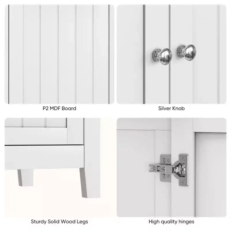Armoire de rangement de salle de bain blanche 32", petit buffet autoportant avec étagère réglable - Panipeachy