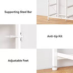 Meuble TV blanc de 140 cm de large, commode de 9 tiroirs avec prises électriques, lumières LED, console multimédia pour TV de 65 pouces, commode de rangement de chambre, centre de divertissement
