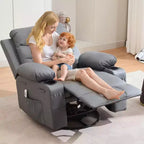 Fauteuil inclinable à bascule en cuir PU avec massage et chaleur, canapé inclinable pivotant avec porte-gobelet, fauteuil à bascule pour salon, chambre à coucher