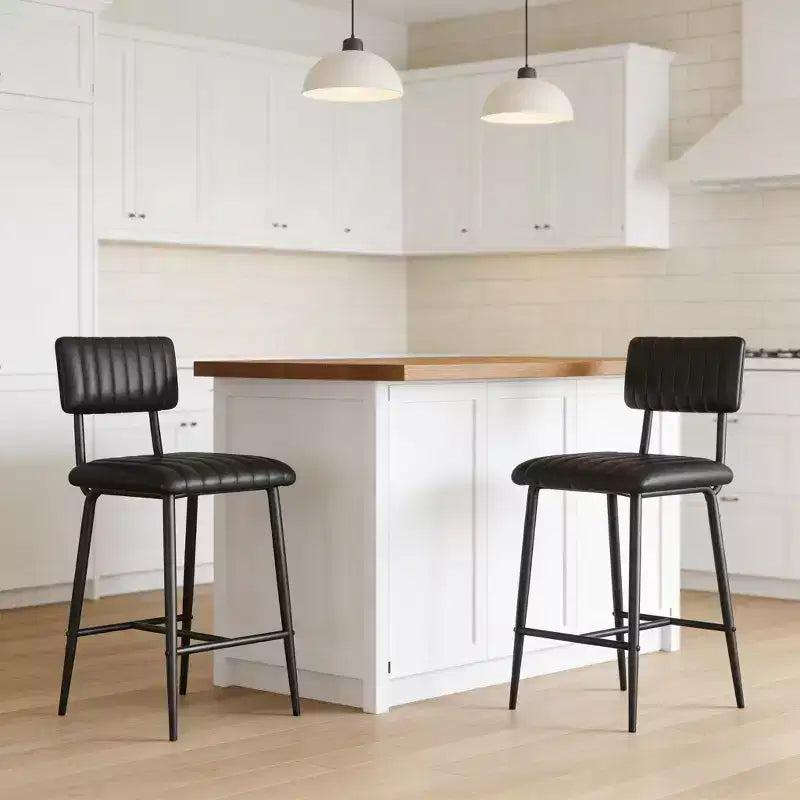 Lot de 2 tabourets de bar avec coussin épais et pieds en métal renforcé pour îlot, comptoir de bar, cuisine