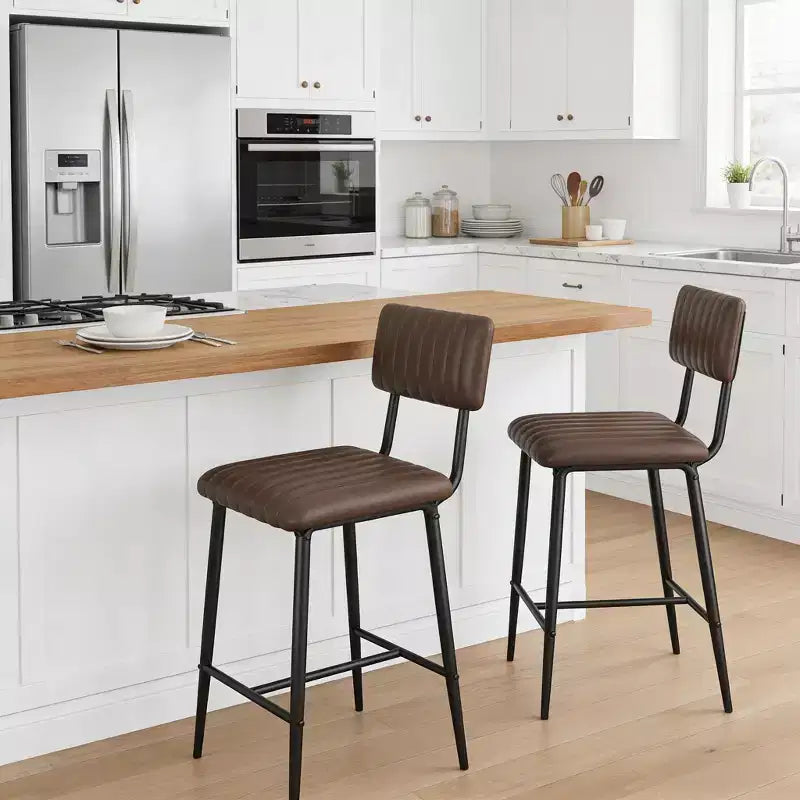Lot de 2 tabourets de bar avec coussin épais et pieds en métal renforcé pour îlot, comptoir de bar, cuisine