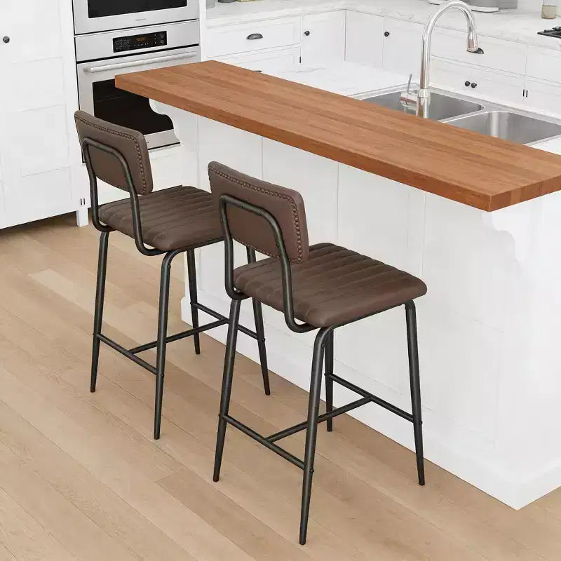 Lot de 2 tabourets de bar avec coussin épais et pieds en métal renforcé pour îlot, comptoir de bar, cuisine
