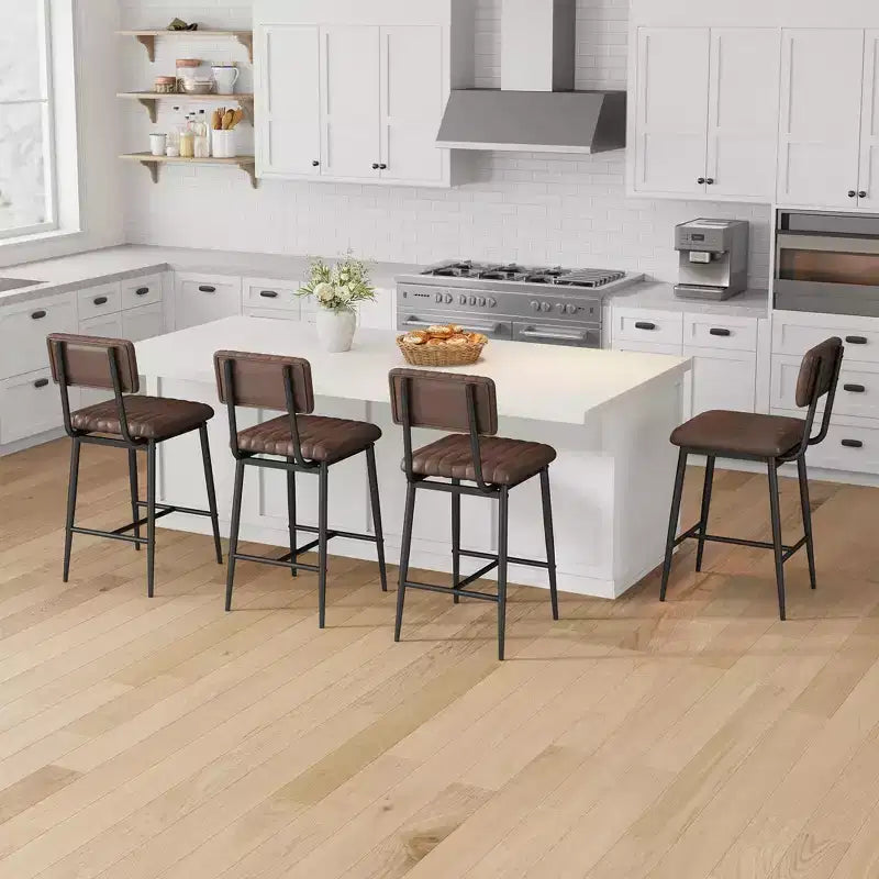 Lot de 2 tabourets de bar avec coussin épais et pieds en métal renforcé pour îlot, comptoir de bar, cuisine