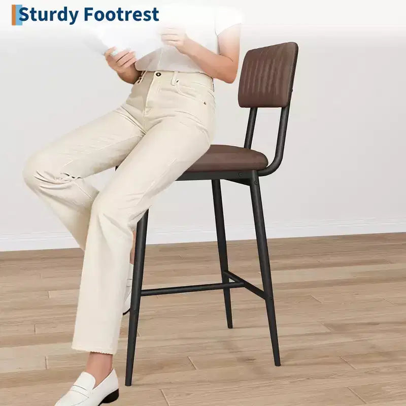 Lot de 2 tabourets de bar avec coussin épais et pieds en métal renforcé pour îlot, comptoir de bar, cuisine