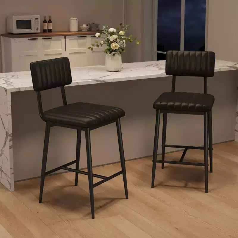 Lot de 2 tabourets de bar avec coussin épais et pieds en métal renforcé pour îlot, comptoir de bar, cuisine