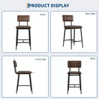 Lot de 2 tabourets de bar avec coussin épais et pieds en métal renforcé pour îlot, comptoir de bar, cuisine