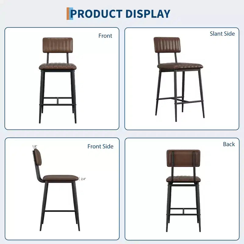 Lot de 2 tabourets de bar avec coussin épais et pieds en métal renforcé pour îlot, comptoir de bar, cuisine