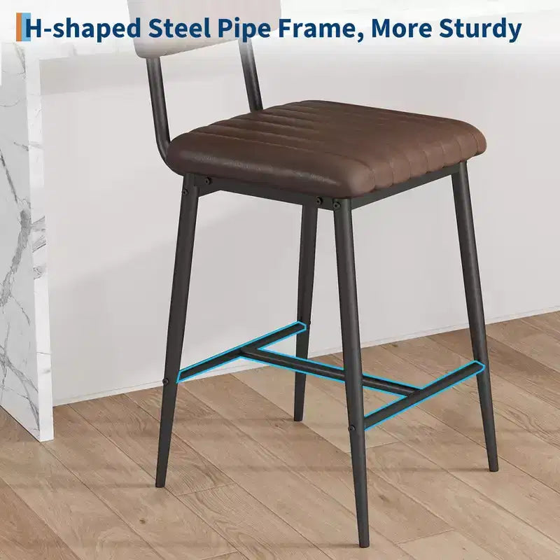 Lot de 2 tabourets de bar avec coussin épais et pieds en métal renforcé pour îlot, comptoir de bar, cuisine