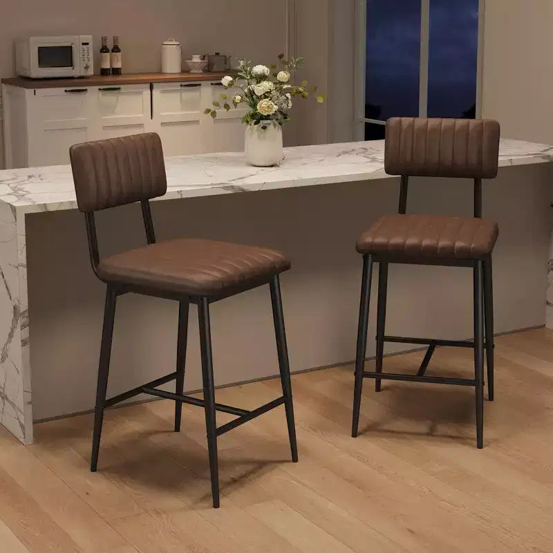 Lot de 2 tabourets de bar avec coussin épais et pieds en métal renforcé pour îlot, comptoir de bar, cuisine