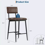 Lot de 2 tabourets de bar avec coussin épais et pieds en métal renforcé pour îlot, comptoir de bar, cuisine