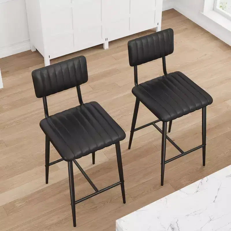 Lot de 2 tabourets de bar avec coussin épais et pieds en métal renforcé pour îlot, comptoir de bar, cuisine