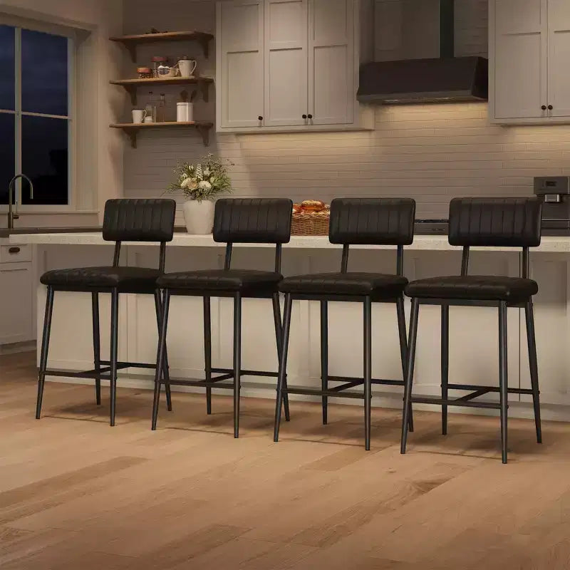Lot de 2 tabourets de bar avec coussin épais et pieds en métal renforcé pour îlot, comptoir de bar, cuisine