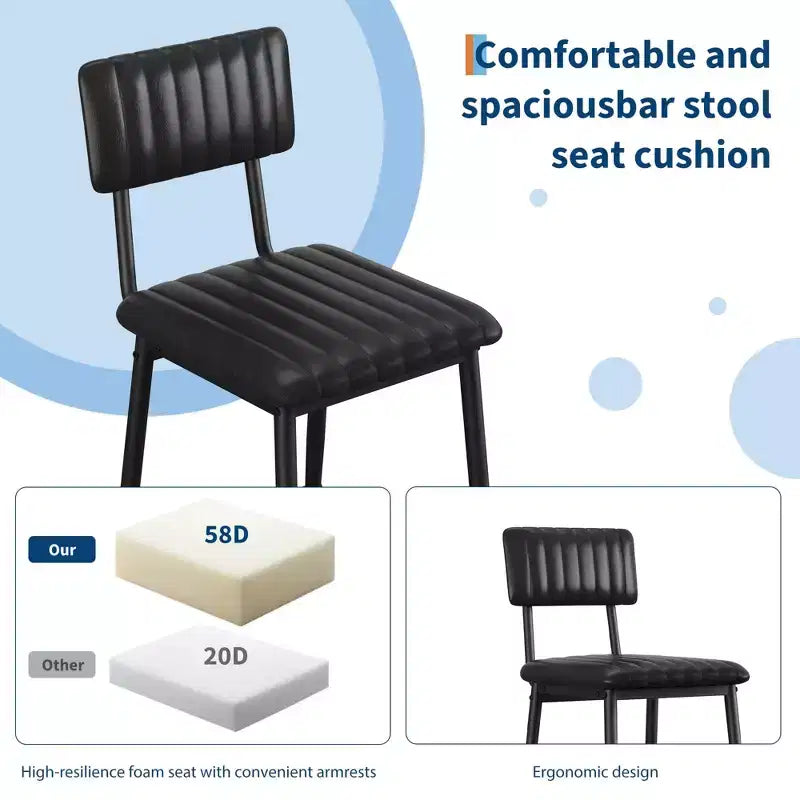 Lot de 2 tabourets de bar avec coussin épais et pieds en métal renforcé pour îlot, comptoir de bar, cuisine